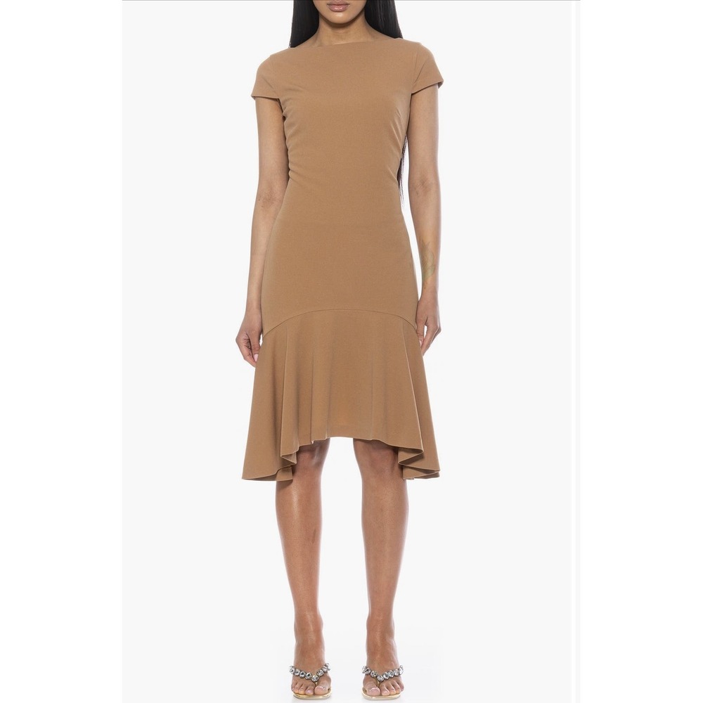 Alexia Admore tan flutter hem dress size XS
